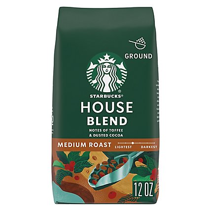 Starbucks House Blend 100% Arabica Medium Roast Ground Coffee Bag - 12 Oz - Image 1