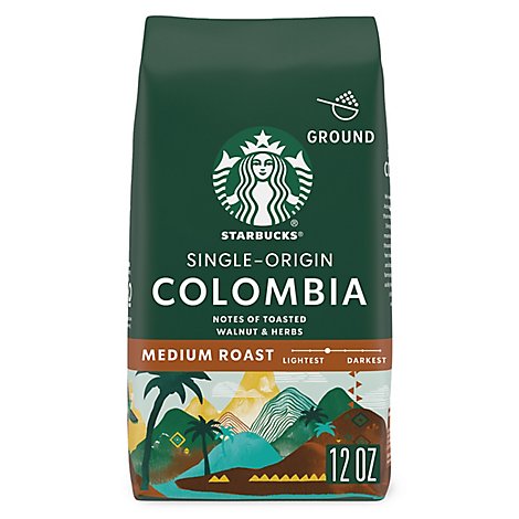Starbucks Coffee Ground Medium Roast Colombia Bag - 12 Oz