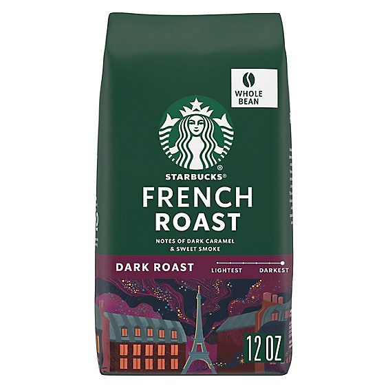 Starbucks French Roast 100% Arabica Dark Roast Whole Bean Coffee Bag - 12 Oz
