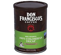 Don Franciscos Coffee All Purpose Grind Medium Roast Colombian Decaf - 12 Oz