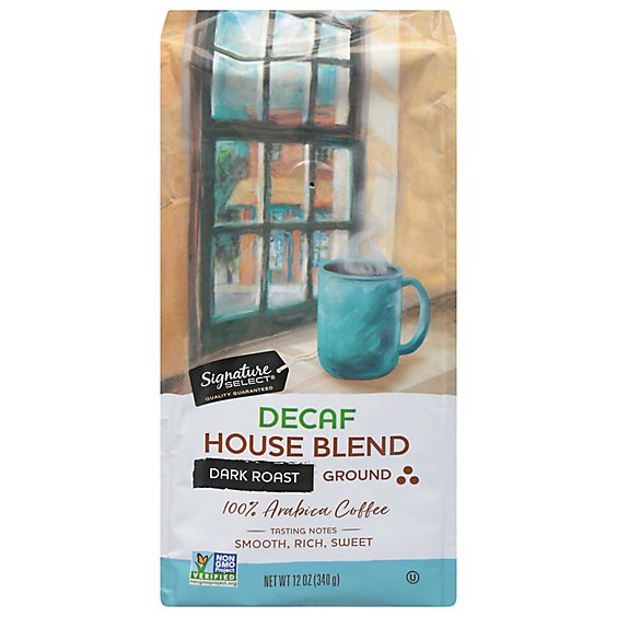 Signature SELECT Coffee Ground Medium Roast House Blend Decaf - 12 Oz