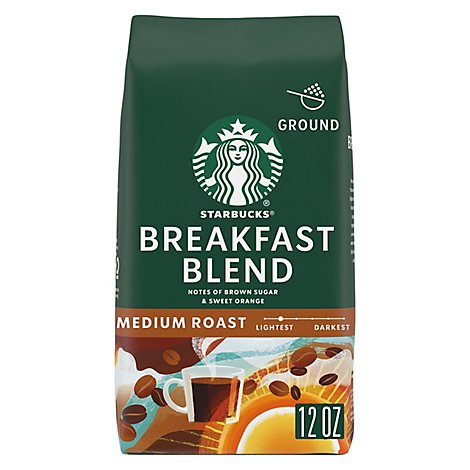 Starbucks Coffee Ground Medium Roast Breakfast Blend Bag - 12 Oz