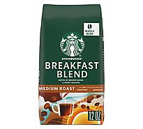Starbucks Breakfast Blend 100% Arabica Medium Roast Whole Bean Coffee Bag - 12 Oz