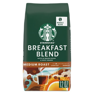 Starbucks Coffee Whole Bean Medium Roast Breakfast Blend Bag - 12 Oz