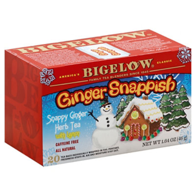 Bigelow Herbal Tea Caffeine Free with Lemon Ginger Snappish - 20 Count