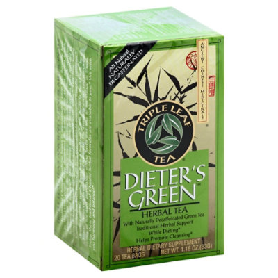 Triple Leaf Tea Herbal Tea Decaffeinated Dieters Green - 20 Count