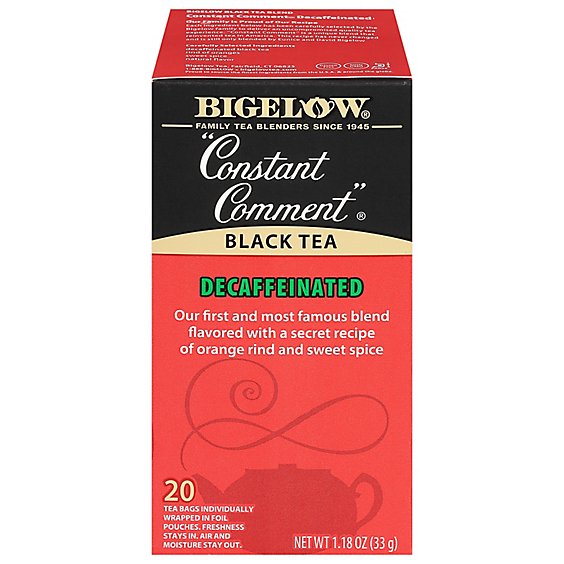 Bigelow Black Tea Bags Constant Comment Decaffeinated 20 Count - 1.18 Oz