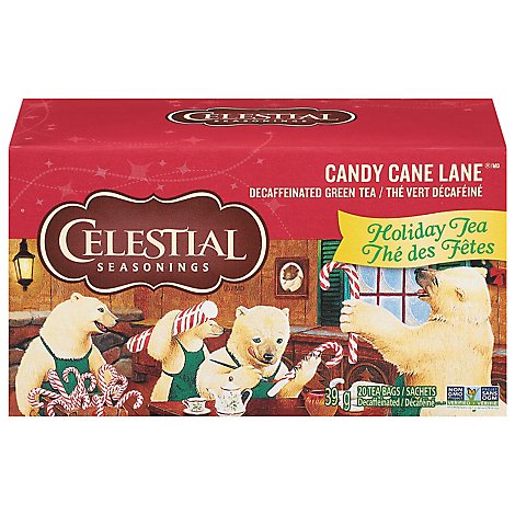 Celestial Seasonings Green Tea Holiday Decaffeinated Candy Cane Lane - 20 Count