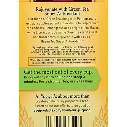 Yogi Herbal Supplement Tea Green Tea Super Antioxidant 16 Count - 1.12 Oz - Image 4