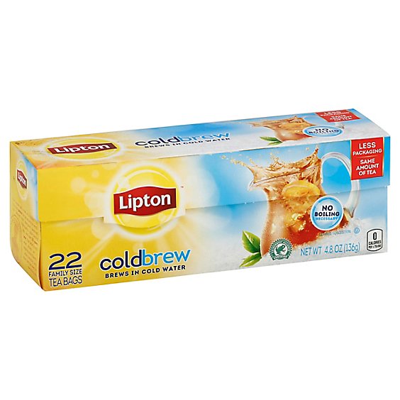 Lipton ColdBrew Iced Tea Family Size Tea Bags - 22 Count