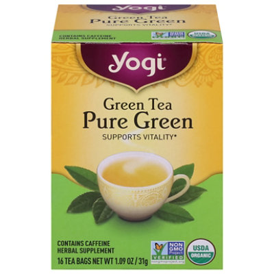 Yogi Herbal Supplement Tea Green Tea Pure Green Organic 16 Count - 1.09 Oz - Image 3