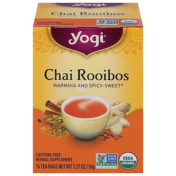 Yogi Herbal Supplement Tea Organic Chai Rooibos 16 Count - 1.27 Oz