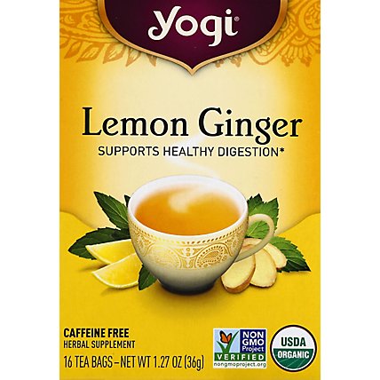 Yogi Herbal Supplement Tea Lemon Ginger 16 Count - 1.27 Oz - Image 2