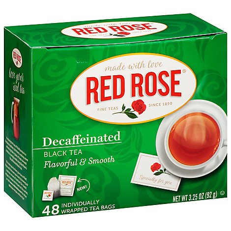 Red Rose Black Tea Fruit Flavored Decaffeinated - 48 Count