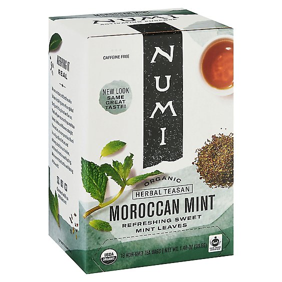 Numi Herbal Teasan Organic Tea Caffeine Free Moroccan Mint 18 Count - 1.40 Oz