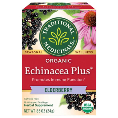 Traditional Medicinals Organic Echinacea Plus Elderberry Herbal Tea Bags - 16 Count - Image 1