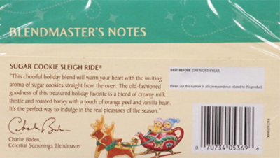 Celestial Seasonings Herbal Tea Caffeine Free Holiday Sugar Cookie Sleigh Ride - 20 Count - Image 4