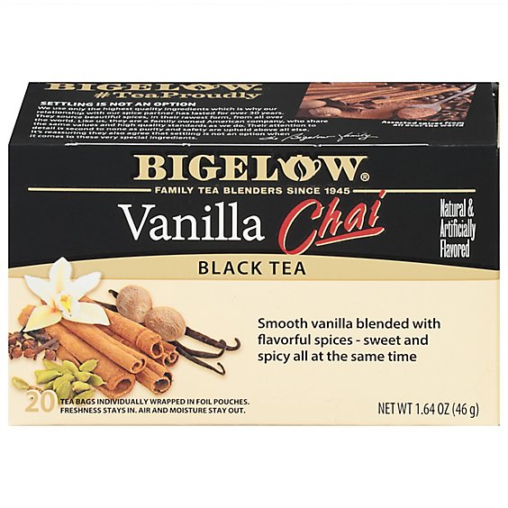Bigelow Black Tea Bags Vanilla Chai 20 Count - 1.64 Oz