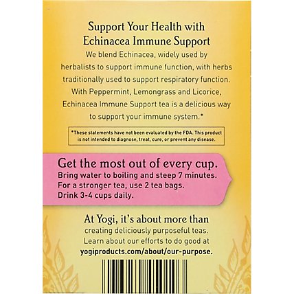 Yogi Herbal Supplement Tea Echinacea Immune Support 16 Count - 0.85 Oz - Image 5