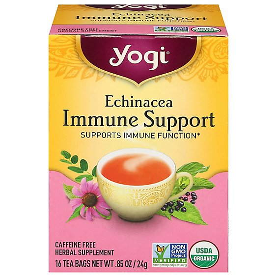 Yogi Herbal Supplement Tea Echinacea Immune Support 16 Count - 0.85 Oz