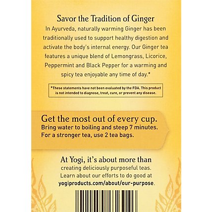 Yogi Herbal Supplement Tea Ginger 16 Count - 1.12 Oz - Image 4