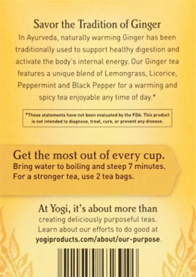 Yogi Herbal Supplement Tea Ginger 16 Count - 1.12 Oz - Image 5