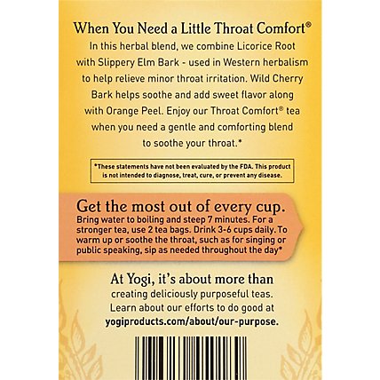 Yogi Herbal Supplement Tea Throat Comfort 16 Count - 1.27 Oz - Image 5