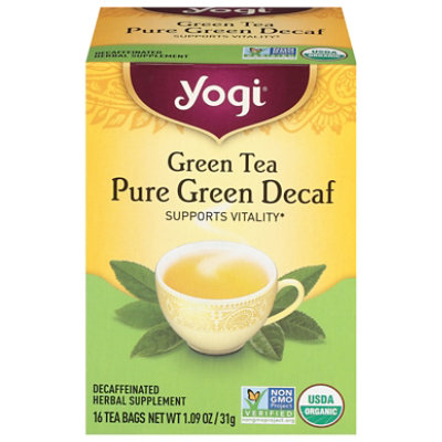 Yogi Herbal Supplement Tea Green Tea Pure Green Decaf 16 Count - 1.09 Oz - Image 3