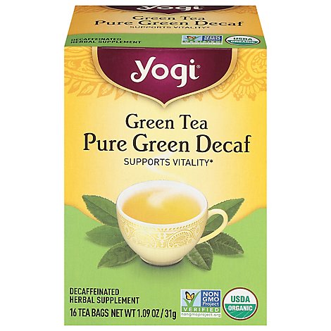 Yogi Herbal Supplement Tea Green Tea Pure Green Decaf 16 Count - 1.09 Oz