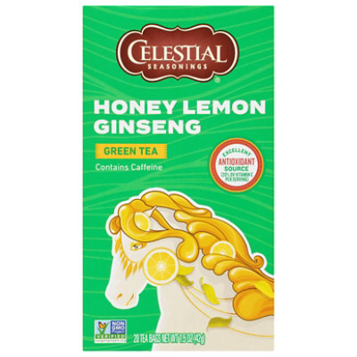 Celestial Seasonings Green Tea Bags with White Tea Honey Lemon Ginseng 20 Count - 1.5 Oz - Image 1