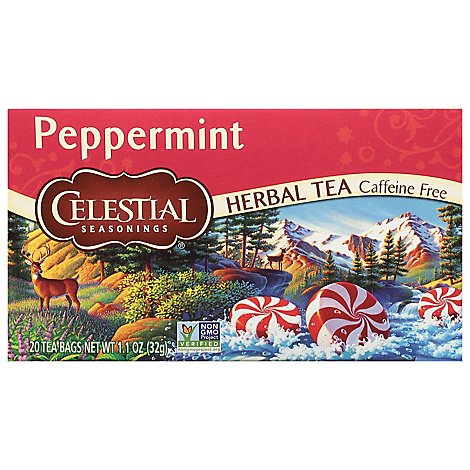 Celestial Seasonings Herbal Tea Bags Caffeine Free Peppermint 20 Count - 1.6 Oz