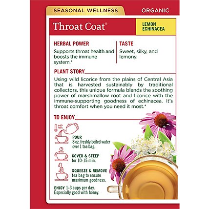 Traditional Medicinals Organic Throat Coat Lemon Echinacea Herbal Tea Bags - 16 Count - Image 5