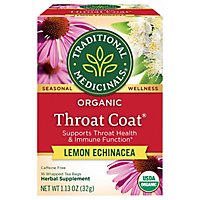 Traditional Medicinals Organic Throat Coat Lemon Echinacea Herbal Tea Bags - 16 Count - Image 1