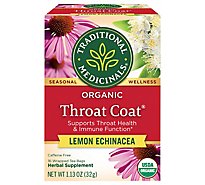 Traditional Medicinals Organic Throat Coat Lemon Echinacea Herbal Tea Bags - 16 Count
