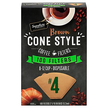 Signature SELECT Coffee Filters Cone Style No. 4 Brown 8-12 Cup - 100 Count - Image 3
