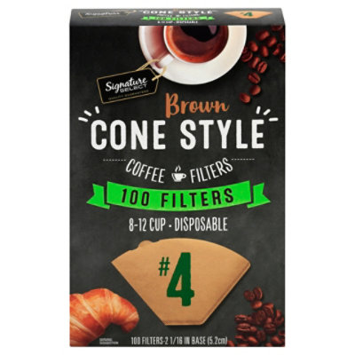 Signature SELECT Coffee Filters Cone Style No. 4 Brown 8-12 Cup - 100 Count - Image 4