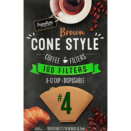 Signature SELECT Coffee Filters Cone Style No. 4 Brown 8-12 Cup - 100 Count - Image 2