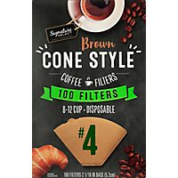 Signature SELECT Coffee Filters Cone Style No. 4 Brown 8-12 Cup - 100 Count - Image 2
