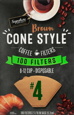 Signature SELECT Coffee Filters Cone Style No. 4 Brown 8-12 Cup - 100 Count - Image 2