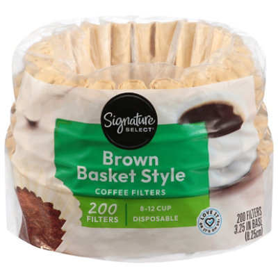 Signature SELECT Coffee Filters Basket Style Brown 8-12 Cup - 200 Count - Image 1