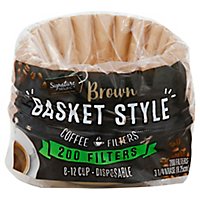 Signature SELECT Coffee Filters Basket Style Brown 8-12 Cup - 200 Count - Image 1