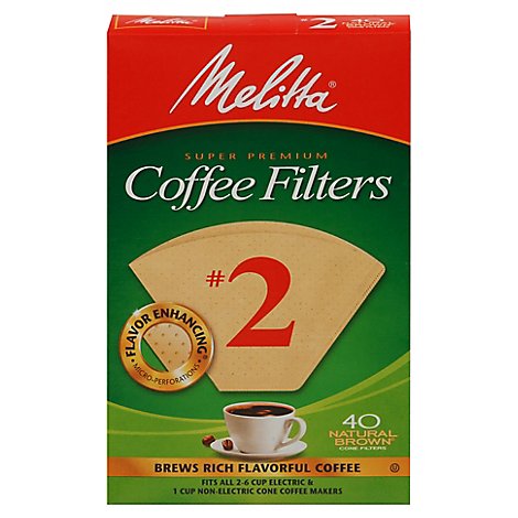 Melitta Coffee Filters Cone Natural Brown No. 2 - 40 Count