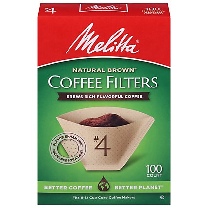 Melitta Coffee Filters Cone Natural Brown No. 4 Box - 100 Count - Image 1
