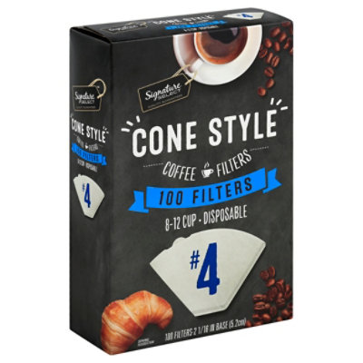 Signature SELECT Coffee Filters Cone Style No. 4 8-12 Cup - 100 Count