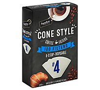 Signature SELECT Coffee Filters Cone Style No. 4 8-12 Cup - 100 Count