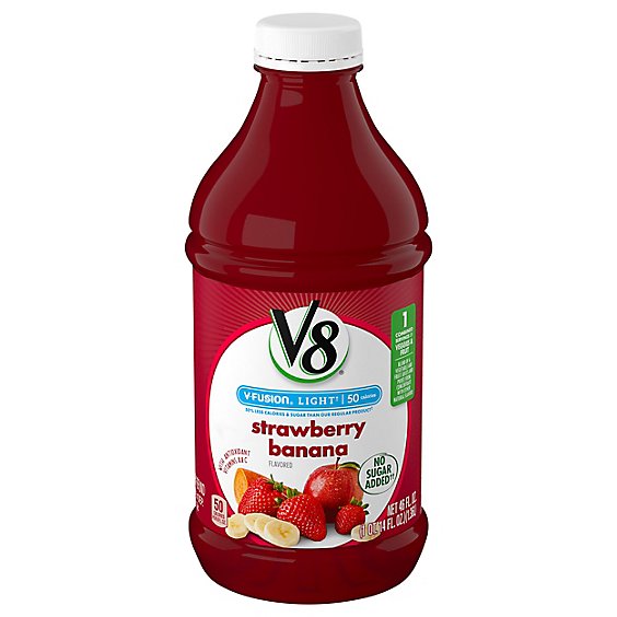 V8 V-Fusion Vegetable & Fruit Juice Beverage Light Strawberry Banana - 46 Fl. Oz.