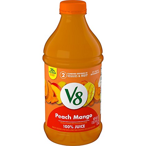 V8 V-Fusion Vegetable & Fruit Juice Peach Mango - 46 Fl. Oz.