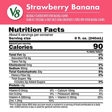 V8 V-Fusion Vegetable & Fruit Juice Strawberry Banana - 46 Fl. Oz. - Image 5