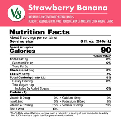 V8 Strawberry Banana 100% Fruit and Vegetable Juice - 46 Fl. Oz. - Image 4