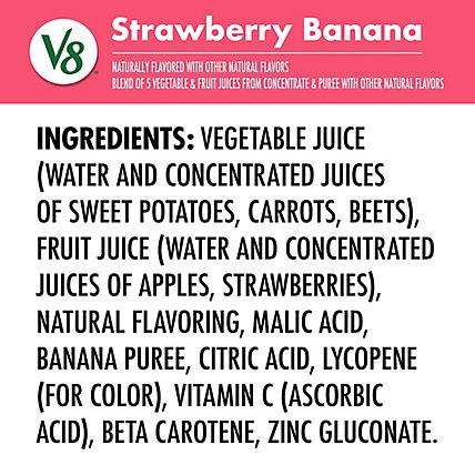 V8 V-Fusion Vegetable & Fruit Juice Strawberry Banana - 46 Fl. Oz. - Image 2